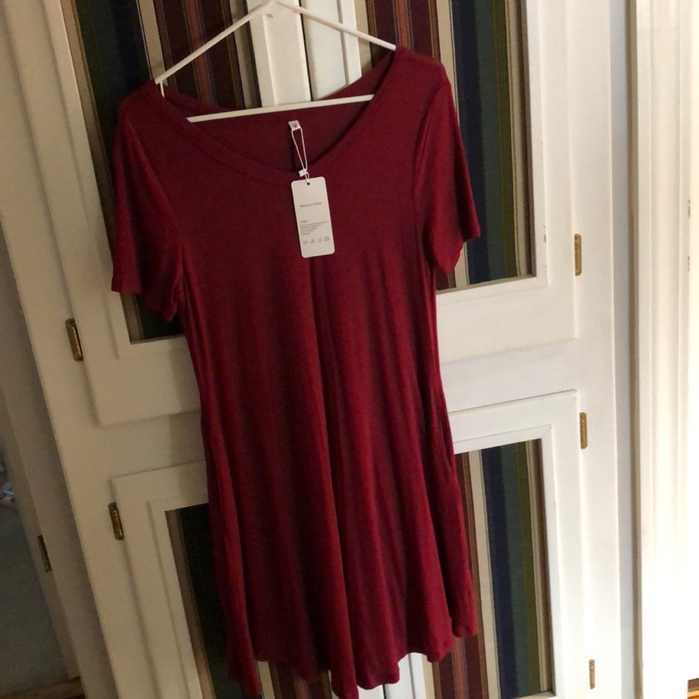 Dark Red Dress with pockets